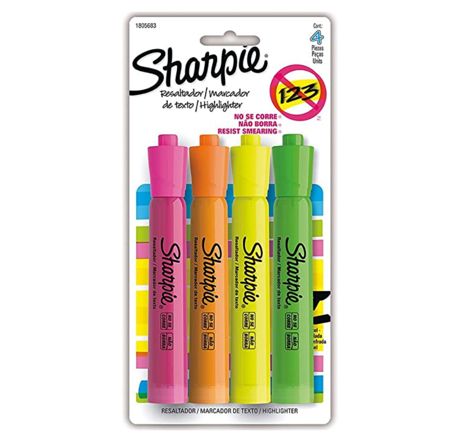Resaltador Sharpie Tank Colores Surtidos x4