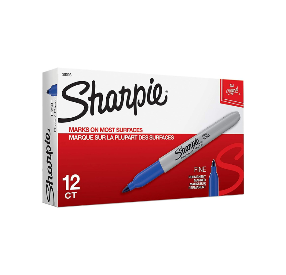 Caja de 12 Marcadores Permanentes Sharpie Punta Fina Azul