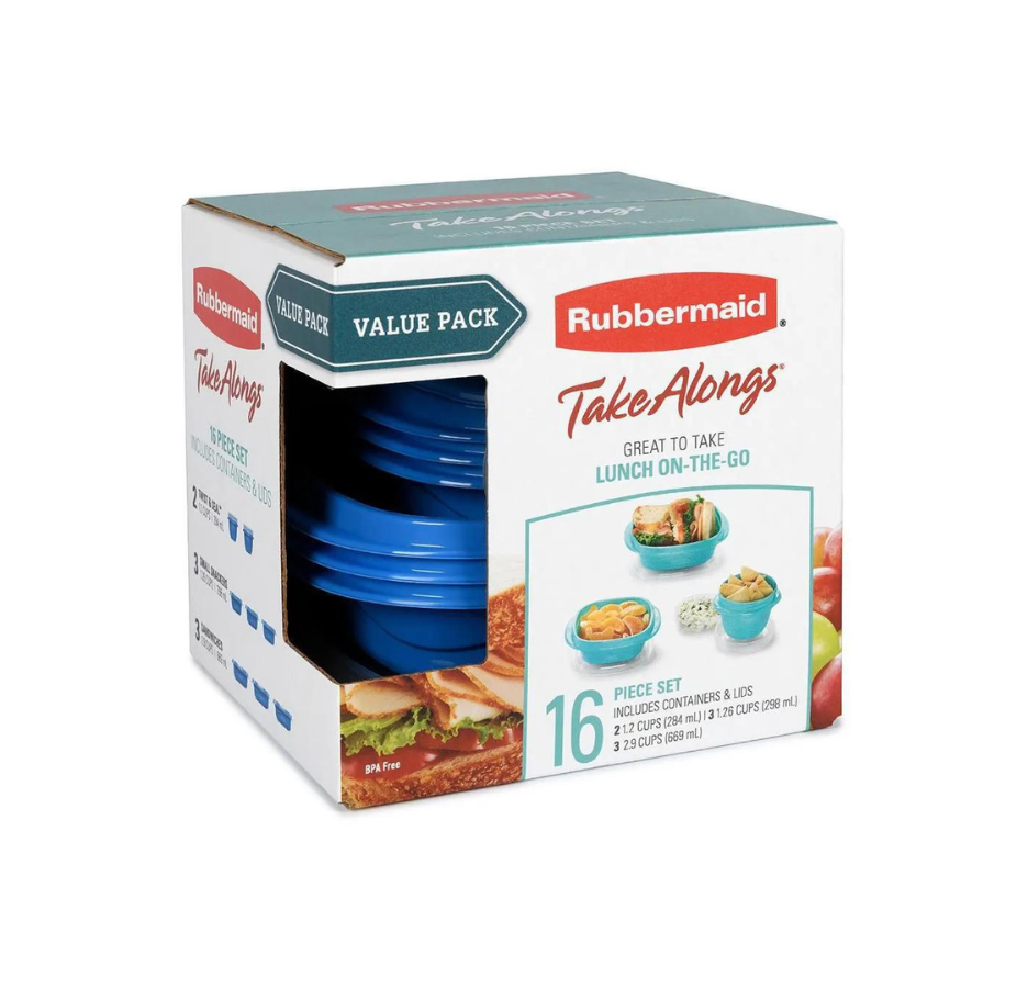 Set Hermeticos Rubbermaid TakeAlongs On The Go 16 Piezas Azul / Turquesa - Azul