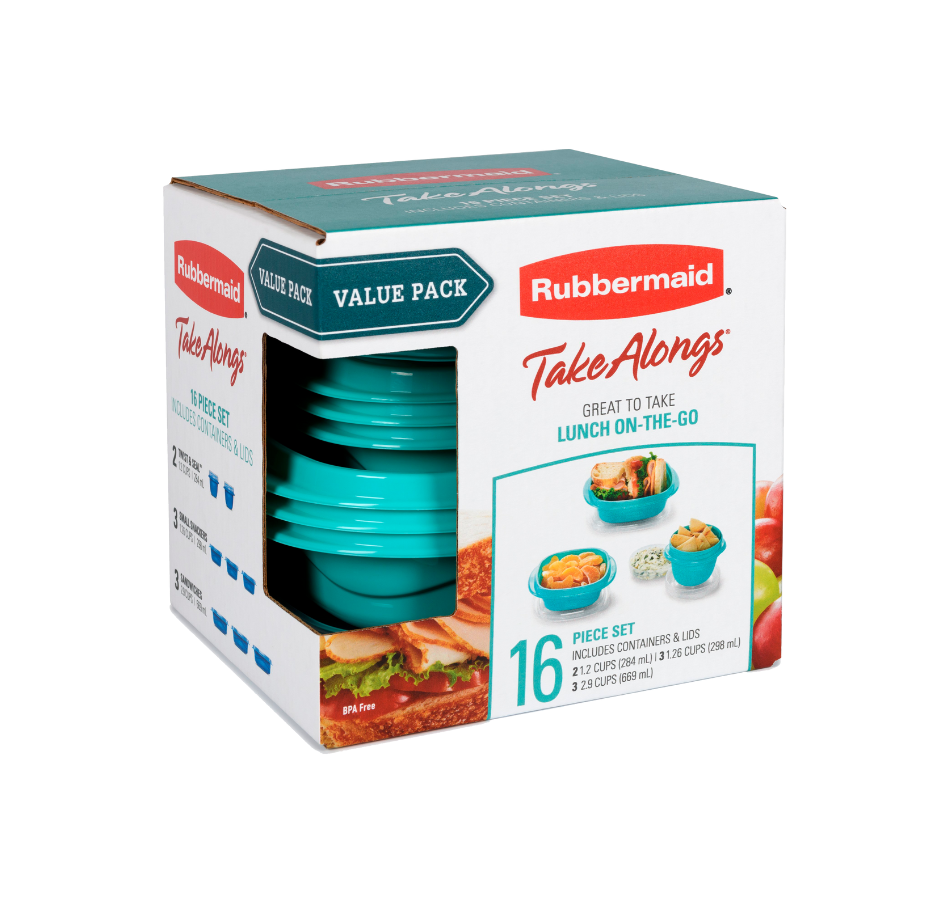 Set Hermeticos Rubbermaid TakeAlongs On The Go 16 Piezas Azul / Turquesa - Turquesa