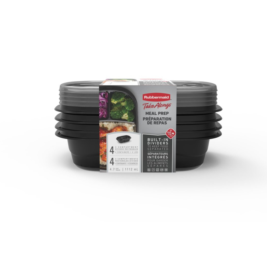 Set Hermeticos Rubbermaid TakeAlongs Meal Prep 1112mL 4 piezas