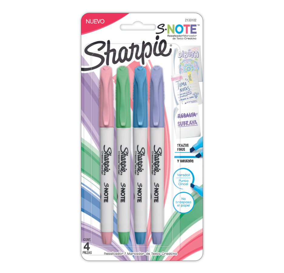 Resaltador Sharpie Note x4 Colores Pastel