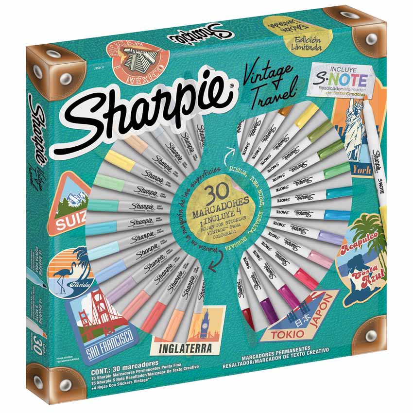 Sharpie Punta Fina Vintage Ruleta x30 Marcadores