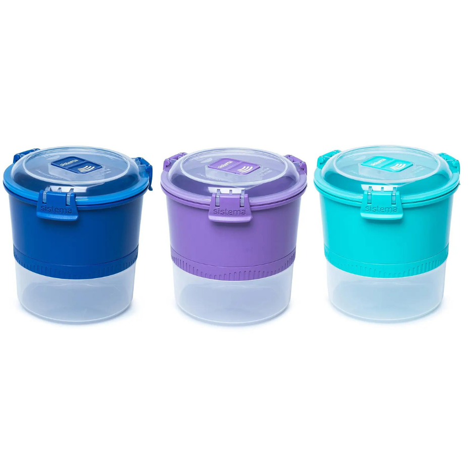 Hermetico Sistema 965ml Lunch Stack To Go Redondo Azul/Morado/Verde Jade