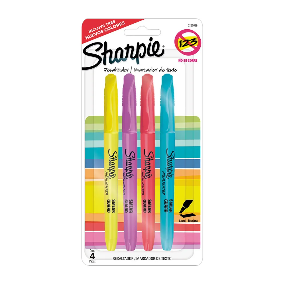 Resaltador Sharpie Pocket Colores Surtidos x4