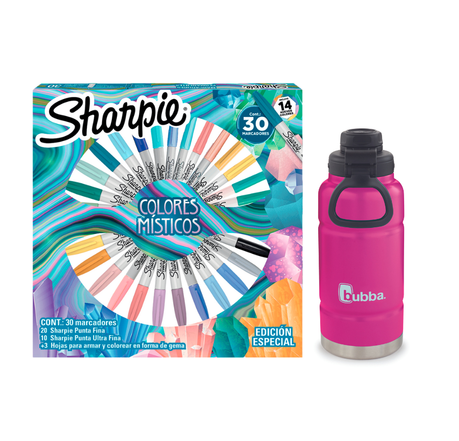 Set Botella Térmica De Acero Inoxidable Bubba - Trailblazer 946 Ml - Rosa + Ruleta Sharpie Colores Misticos Caja X30