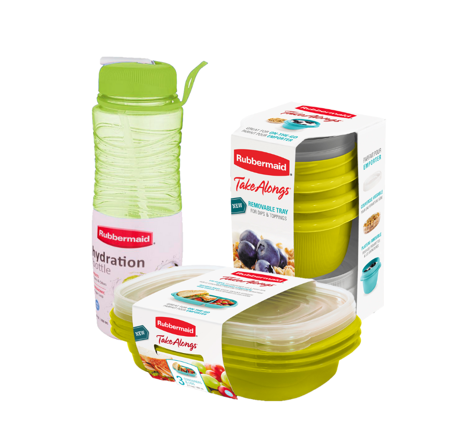 Set Herméticos Snacktogo Y Botella Sip ring Rubbermaid Verde Lima