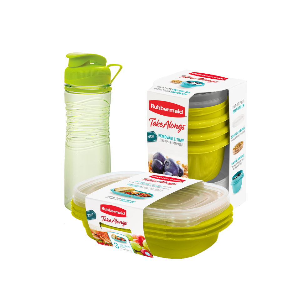 Set Herméticos Snacktogo Y Botella Chug Ring Rubbermaid Verde Lima