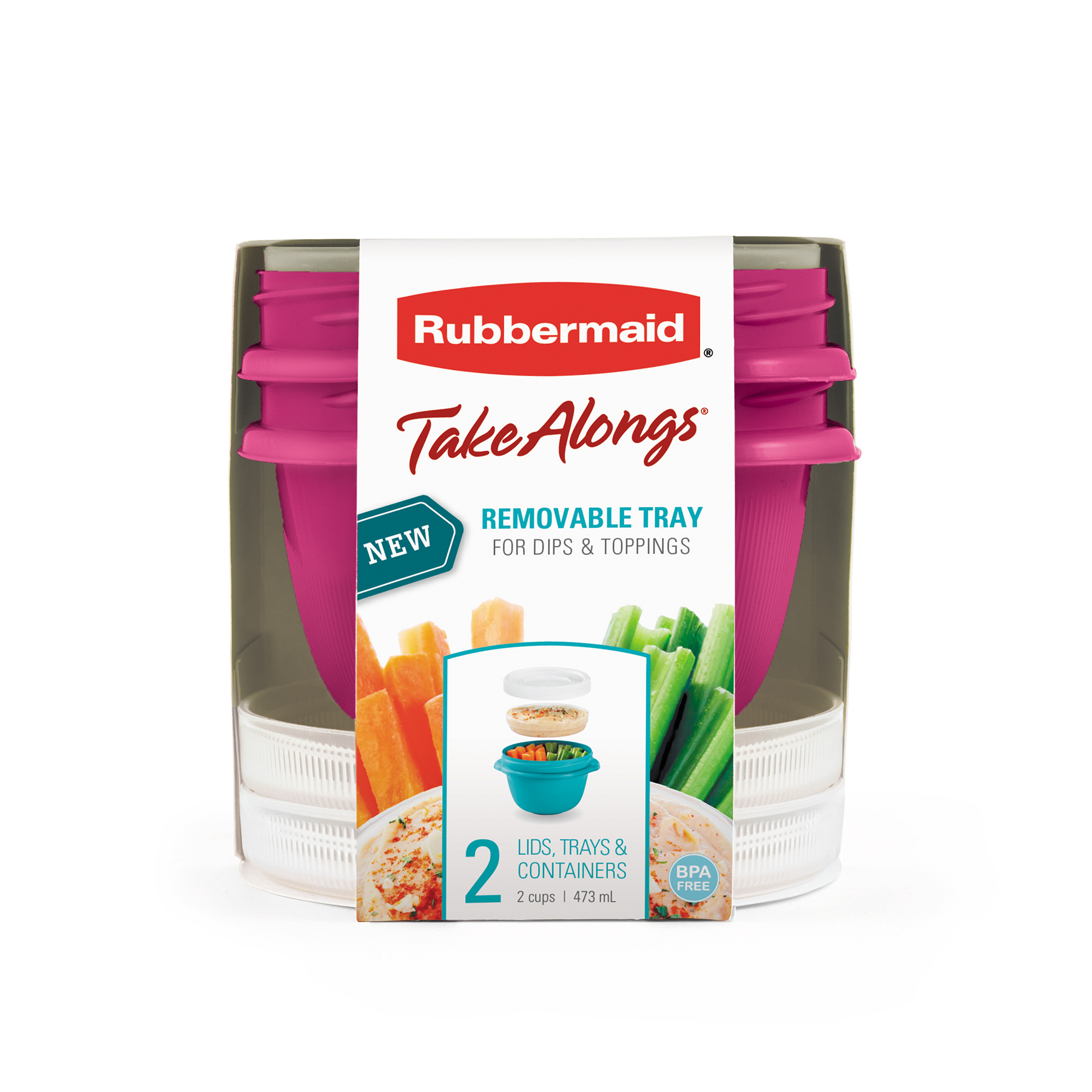 SET HERMETICOS SNACK TO GO 2 PIEZAS 473ML - Rosado