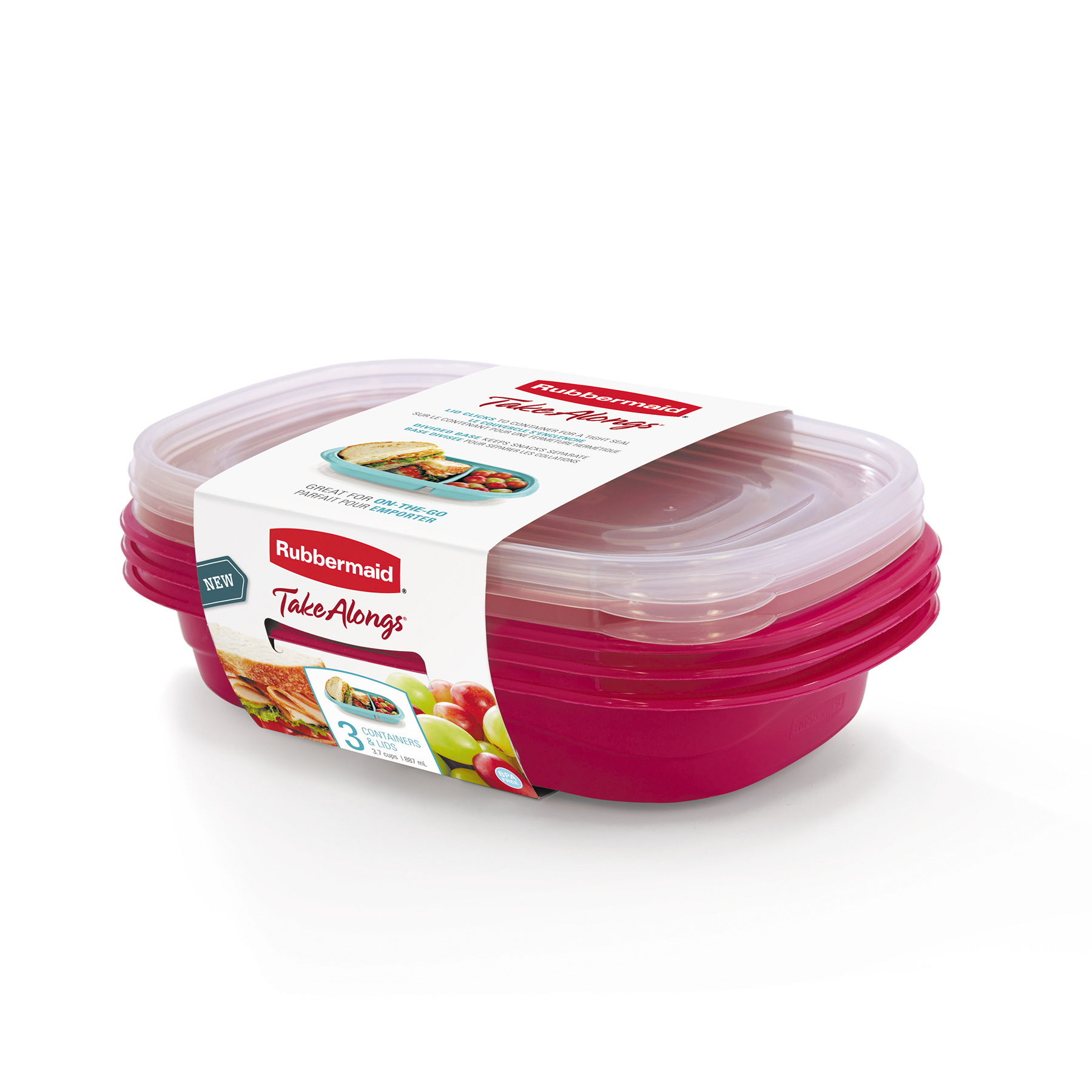 SET HERMETICOS SNACKTOGO 3 PIEZAS 887ML - Rosado