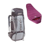 Mochila Atitlan 50L Negra + Sleeping Bag Momia Rosado